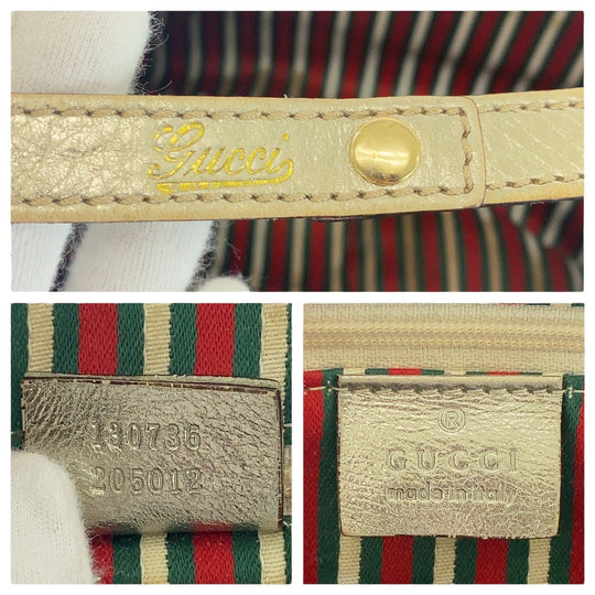 GUCCI Shoulder Bag 130730 GG canvas, leather Beige Gold Metal Abbey Women Used Authentic