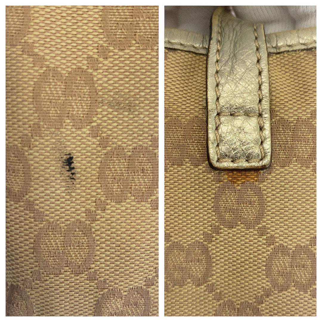 GUCCI Shoulder Bag 130730 GG canvas, leather Beige Gold Metal Abbey Women Used Authentic