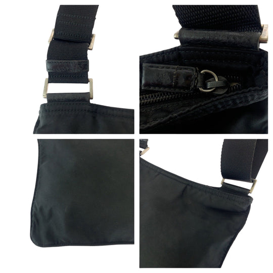 PRADA Shoulder Bag Nylon black Test Triangle With logo