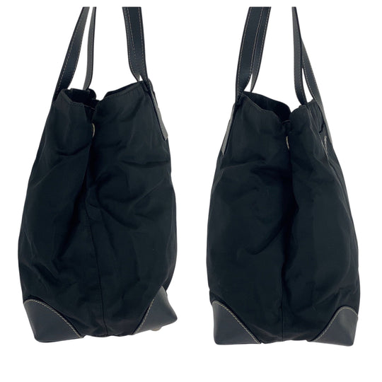 PRADA Tote Bag Nylon Black SilverMetal Tote Bag handbag Test Triangle With logo Women Used Authentic