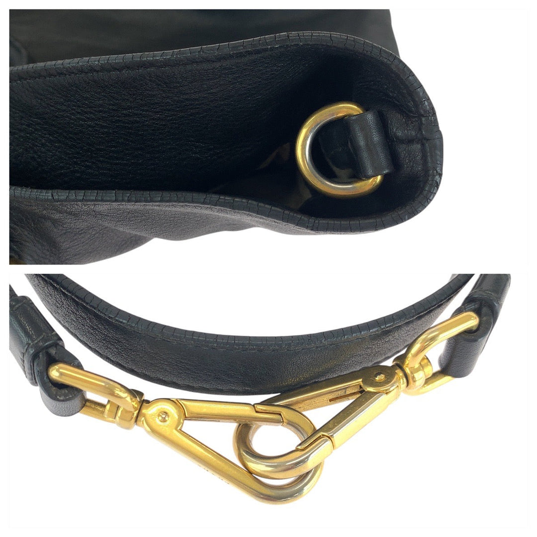 PRADA Tote Bag leather Black GoldMetal