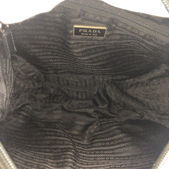 PRADA Shoulder Bag Nylon Black SilverMetal Crossbody Shoulder Bag Unisex Test Triangle With logo Women Used Authentic