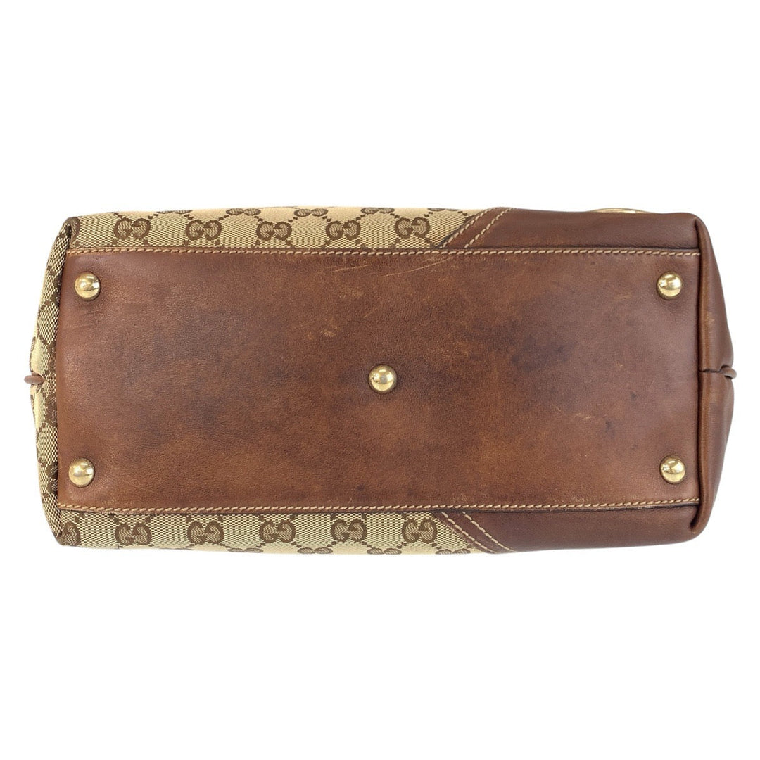 GUCCI Tote Bag 169946 GG canvas, leather Beige Brown Gold Metal Tote Bag Shoulder Bag new breed Women Used Authentic