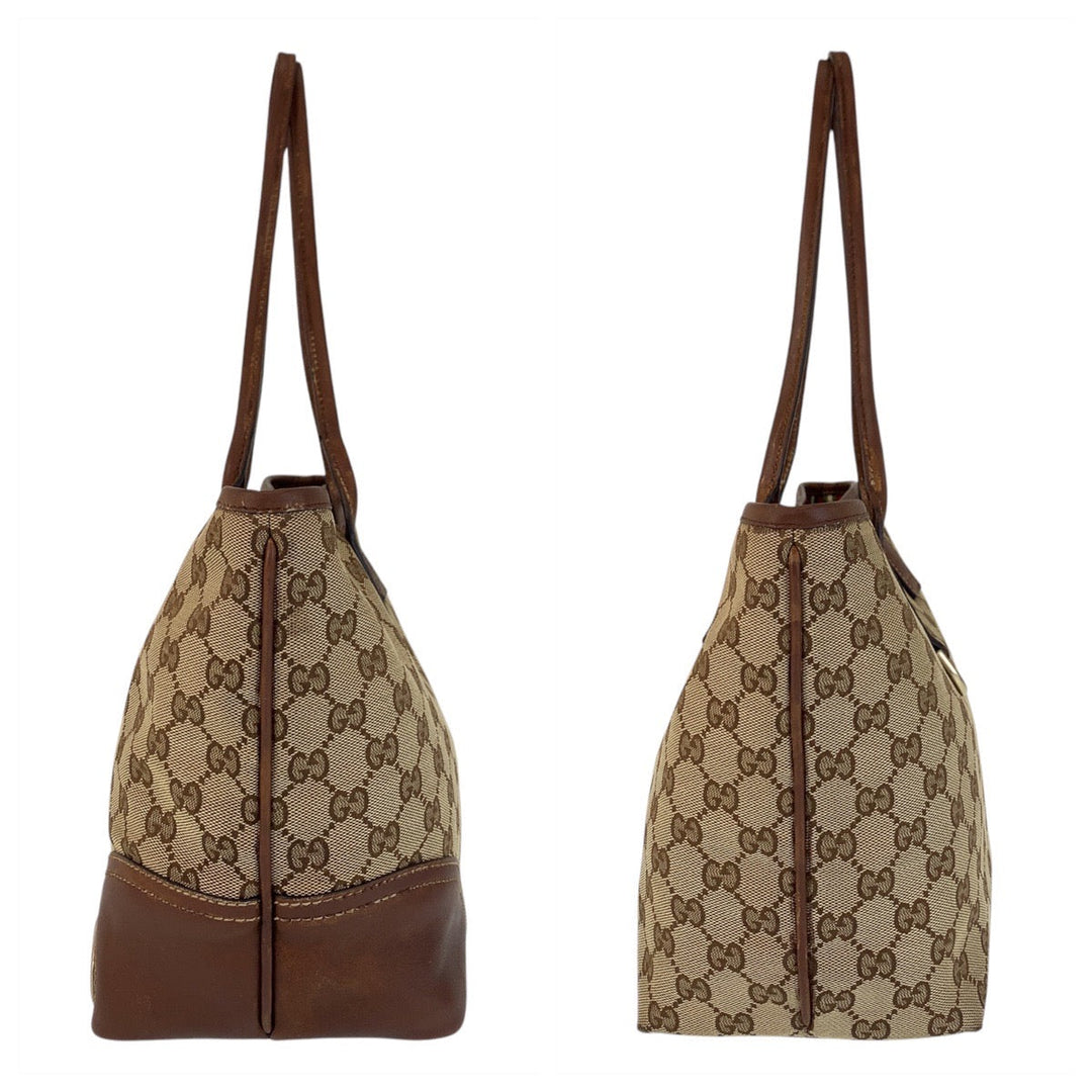 GUCCI Tote Bag 169946 GG canvas, leather Beige Brown Gold Metal Tote Bag Shoulder Bag new breed Women Used Authentic