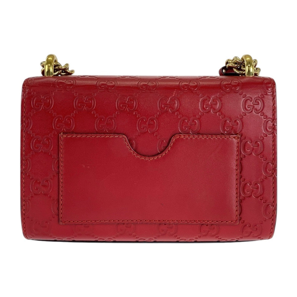 GUCCI Shoulder Bag 409487 leather Red Guccissima Padlock