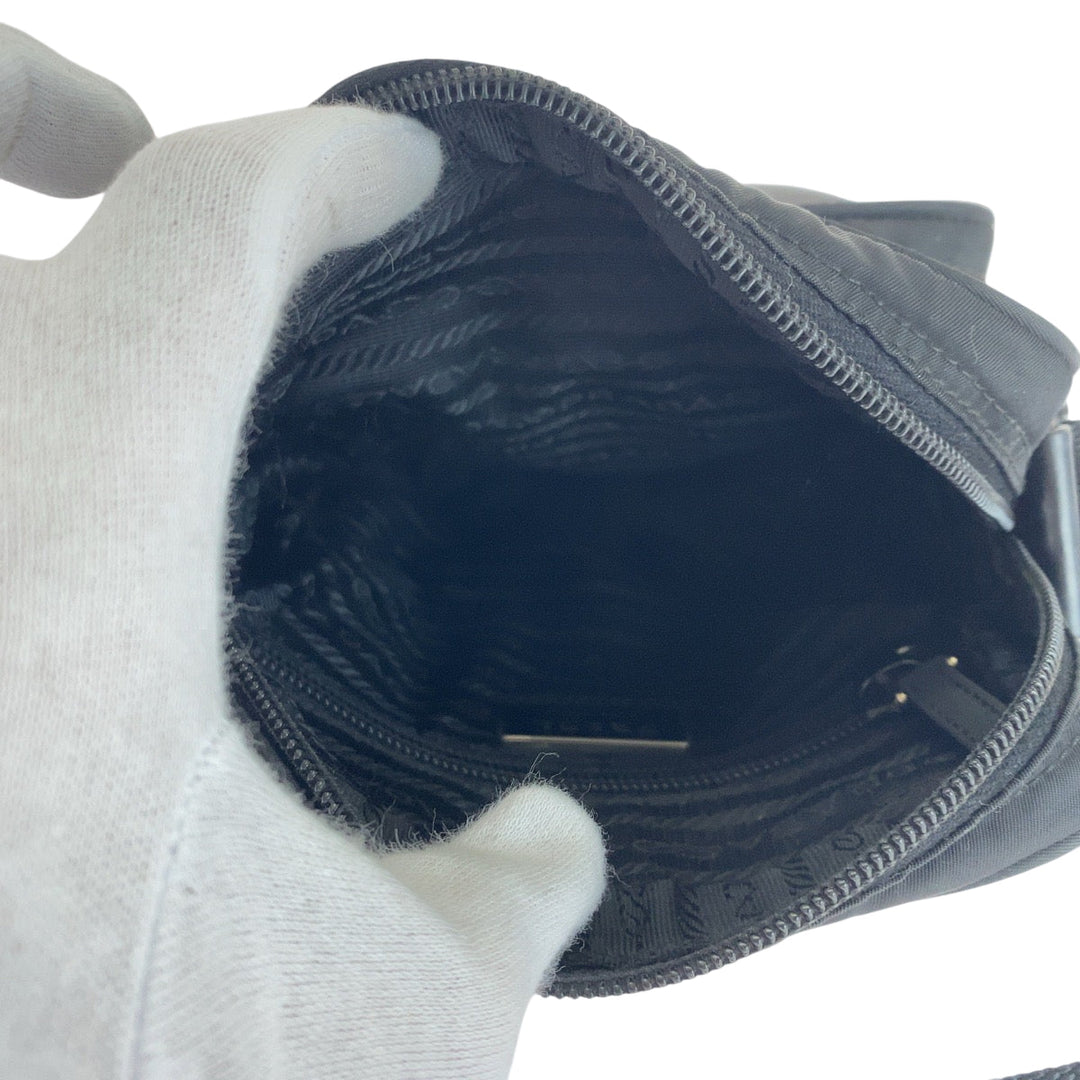 PRADA Shoulder Bag BT0169 Nylon Black SilverMetal Shoulder Bag pochette Test Triangle With logo mens Used Authentic