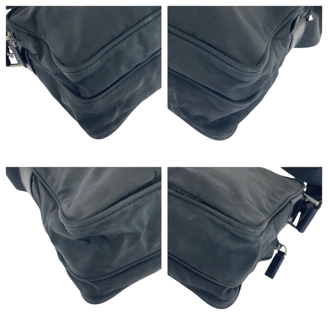 PRADA Shoulder Bag BT0169 Nylon Black SilverMetal Shoulder Bag pochette Test Triangle With logo mens Used Authentic