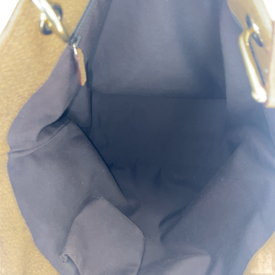 GUCCI Tote Bag 120836 GG canvas, leather Beige Brown Gold Metal Tote Bag Shoulder Bag Women Used Authentic