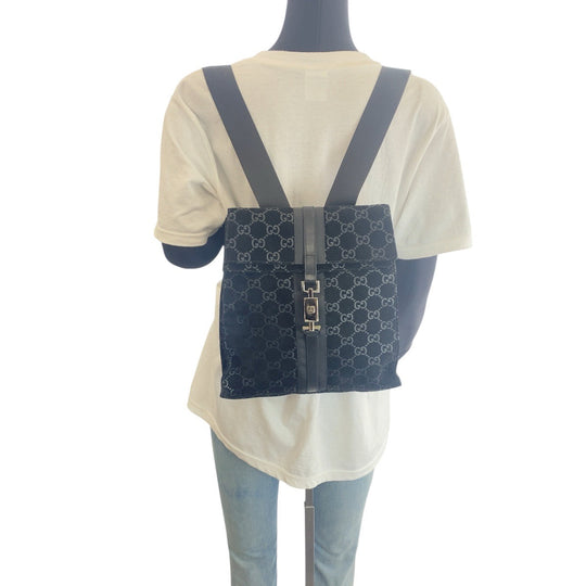 GUCCI Backpack 003 0236 Suede, Leather Black Silver Metal Backpack Backpack Jackie Women(Unisex) Used Authentic