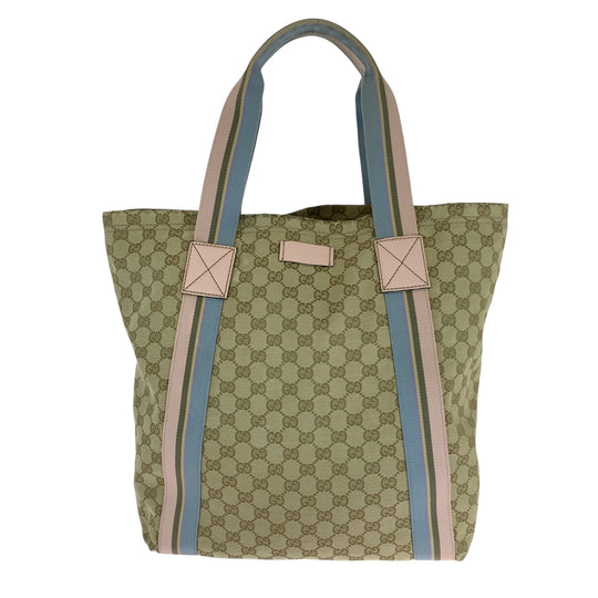 GUCCI Tote Bag 189669 GG canvas beige Tote Bag Handbag Shoulder Bag Sherry Women Used Authentic