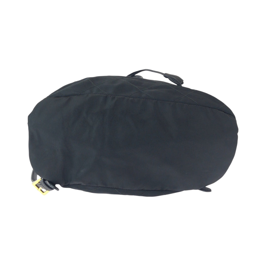 PRADA Backpack k2919 Nylon Black GoldMetal Backpack Backpack Test Triangle With logo Women Used Authentic