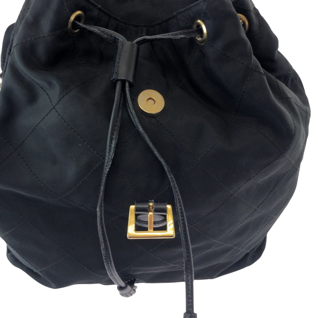 PRADA Backpack k2919 Nylon Black GoldMetal Backpack Backpack Test Triangle With logo Women Used Authentic
