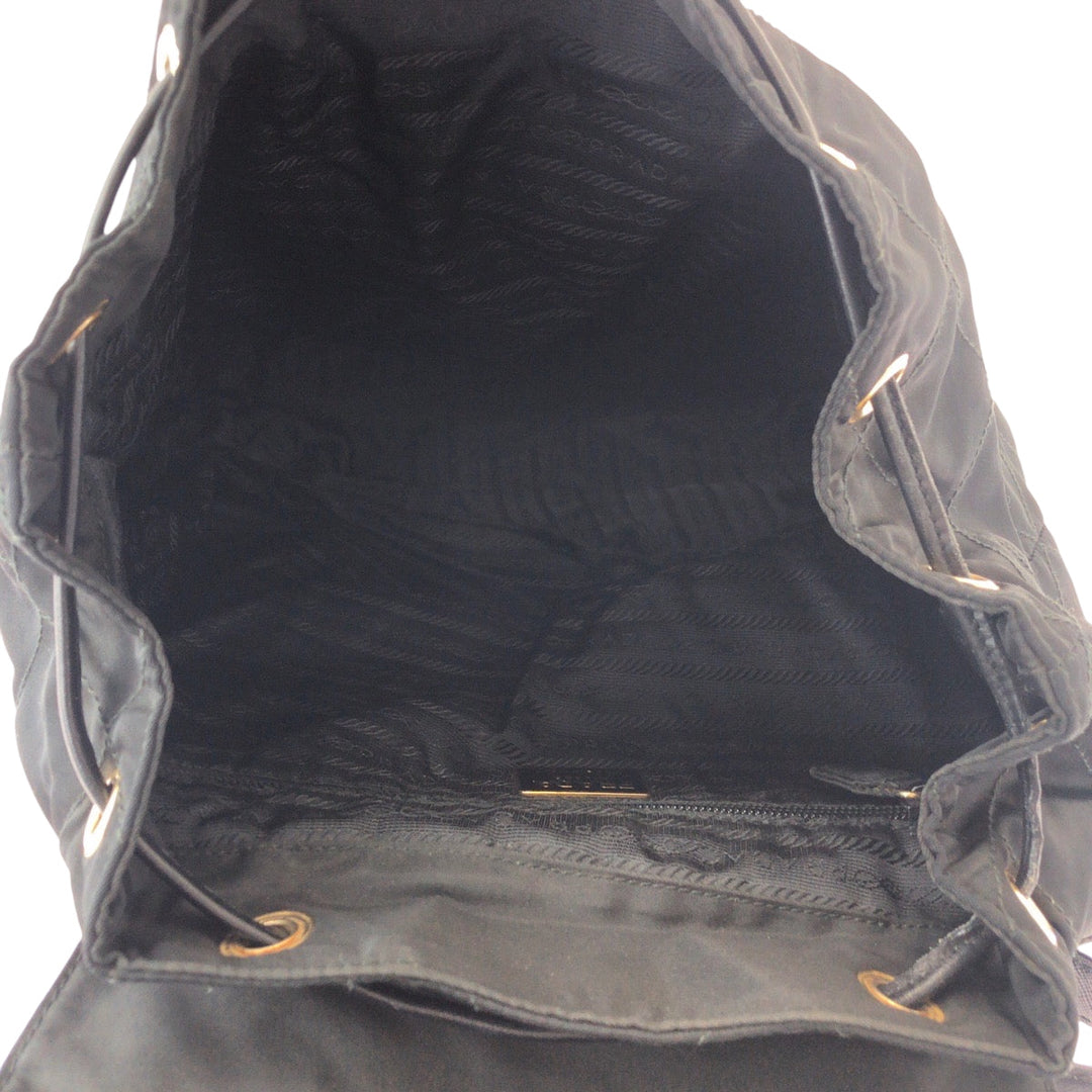 PRADA Backpack k2919 Nylon Black GoldMetal Backpack Backpack Test Triangle With logo Women Used Authentic