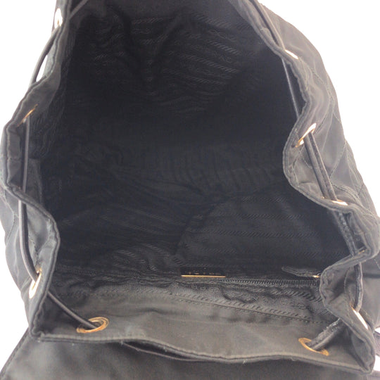 PRADA Backpack k2919 Nylon Black GoldMetal Backpack Backpack Test Triangle With logo Women Used Authentic