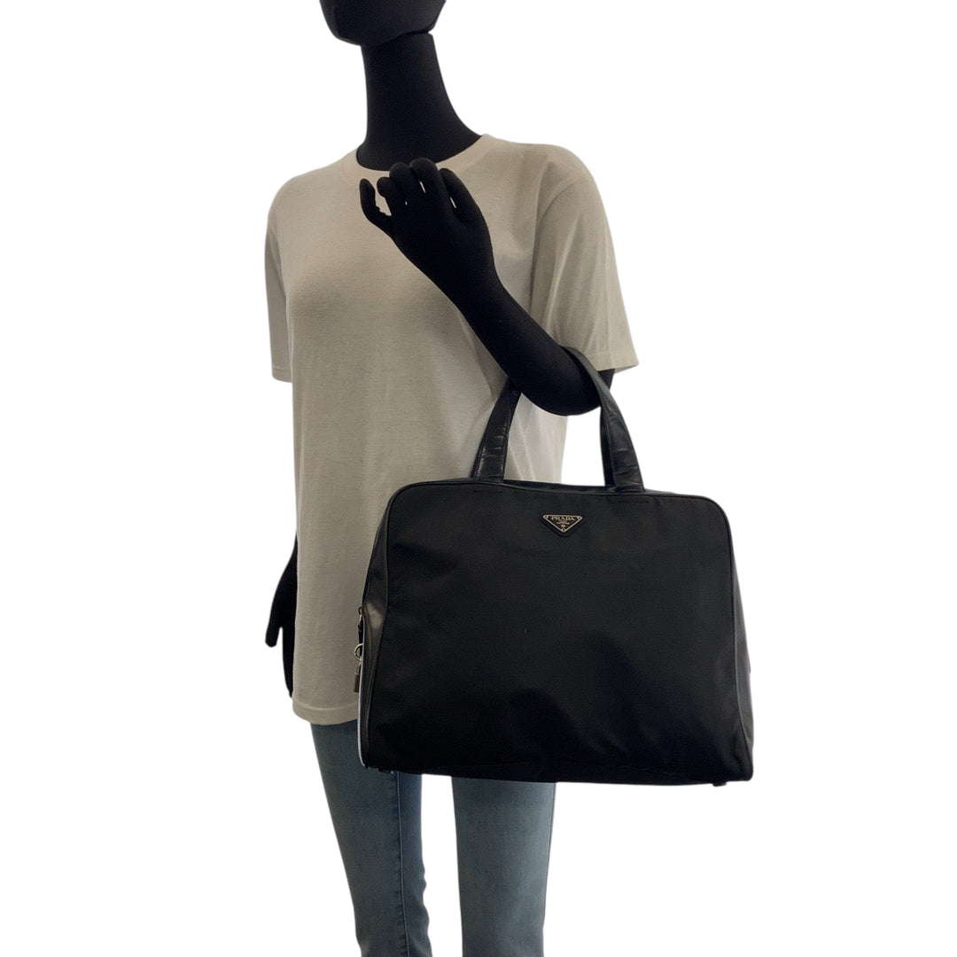 PRADA Tote Bag Nylon black Test Triangle With logo