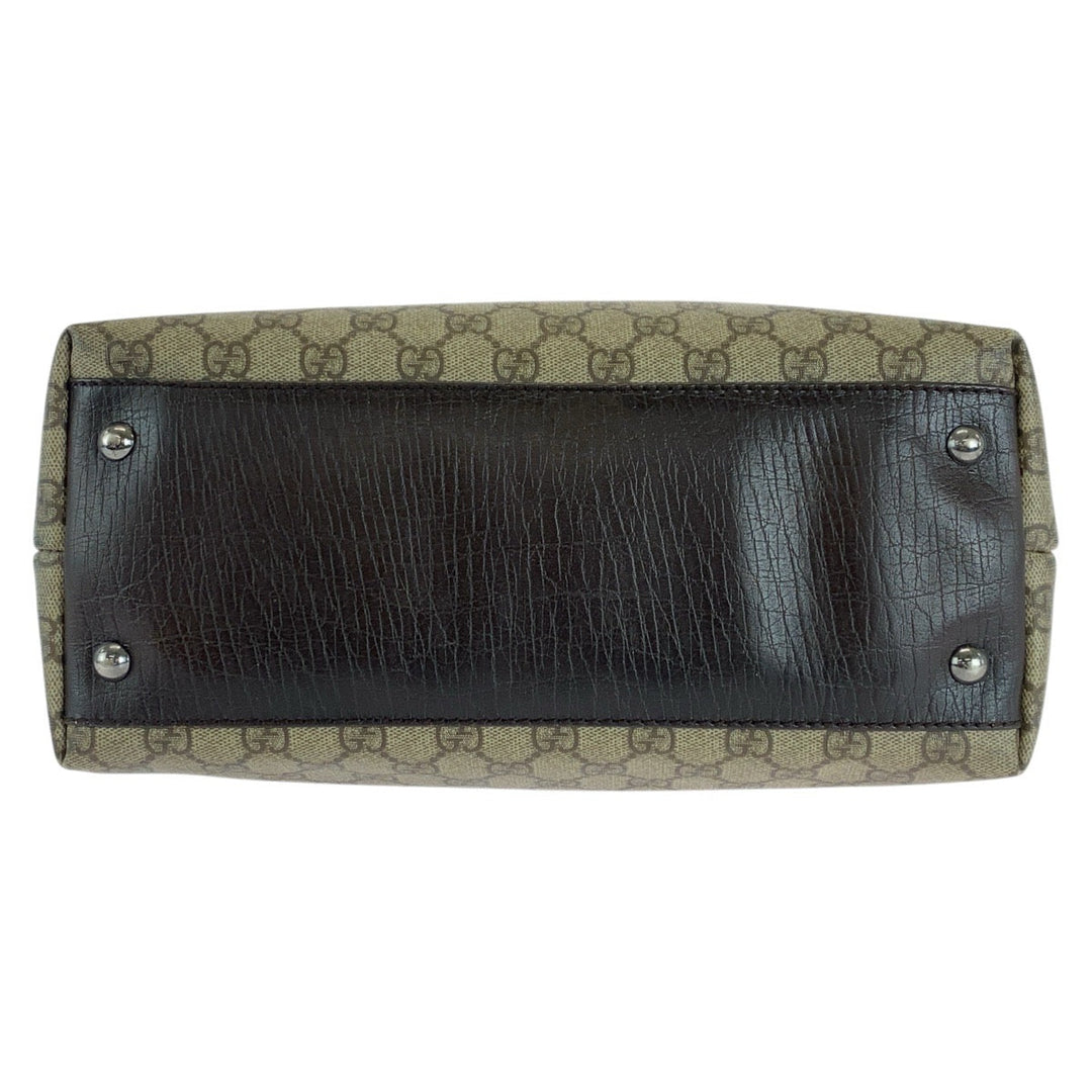 GUCCI Tote Bag 131220 GG Supreme canvas, leather Beige brown Tote Bag Shoulder Bag Women Used Authentic