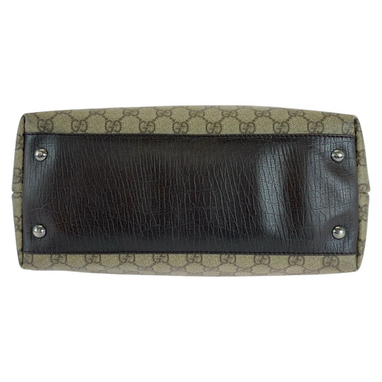 GUCCI Tote Bag 131220 GG Supreme canvas, leather Beige brown Tote Bag Shoulder Bag Women Used Authentic
