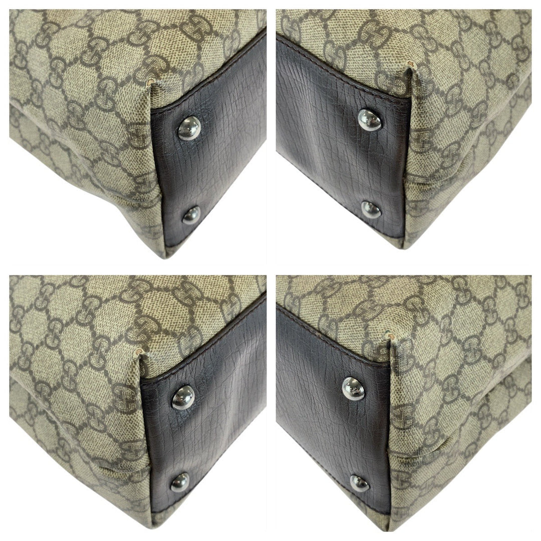 GUCCI Tote Bag 131220 GG Supreme canvas, leather Beige brown Tote Bag Shoulder Bag Women Used Authentic