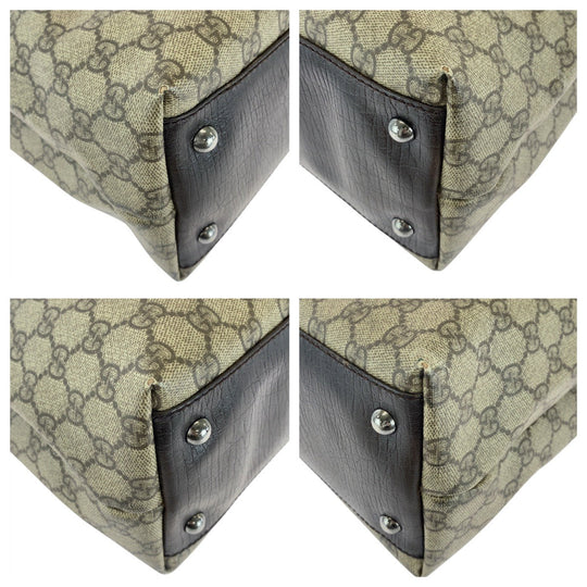 GUCCI Tote Bag 131220 GG Supreme canvas, leather Beige brown Tote Bag Shoulder Bag Women Used Authentic