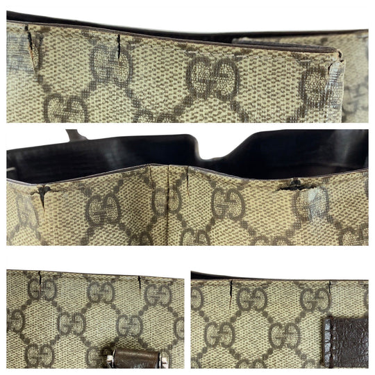GUCCI Tote Bag 131220 GG Supreme canvas, leather Beige brown Tote Bag Shoulder Bag Women Used Authentic