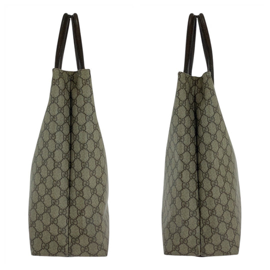 GUCCI Tote Bag 131220 GG Supreme canvas, leather Beige brown Tote Bag Shoulder Bag Women Used Authentic