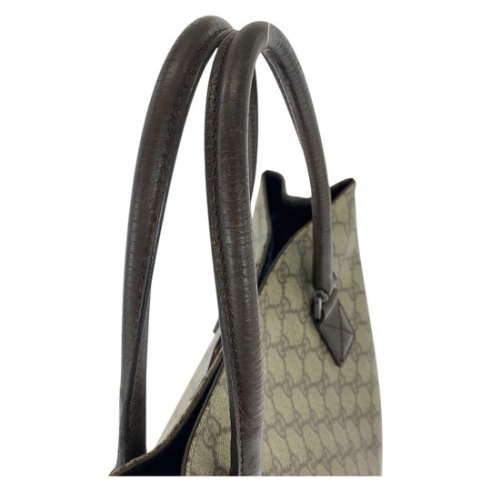 GUCCI Tote Bag 131220 GG Supreme canvas, leather Beige brown Tote Bag Shoulder Bag Women Used Authentic