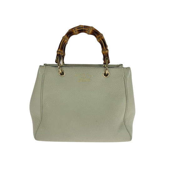 GUCCI Handbag 368823 leather white Handbag Bamboo Women Used Authentic