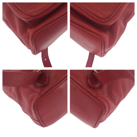 GUCCI Backpack 003 2058 0016 leather Red Brown Gold Metal Backpack Backpack Bamboo Women Used Authentic