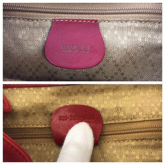 GUCCI Backpack 003 2058 0016 leather Red Brown Gold Metal Backpack Backpack Bamboo Women Used Authentic
