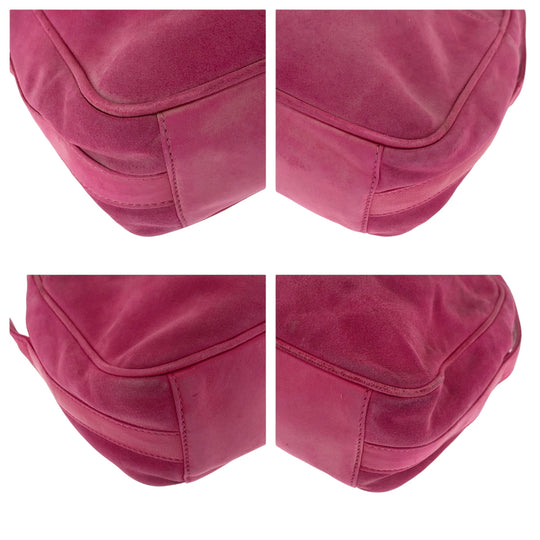 GUCCI Shoulder Bag 007 3444 0221 Suede pink Shoulder Bag pochette Old Gucci Horsebit Women Used Authentic