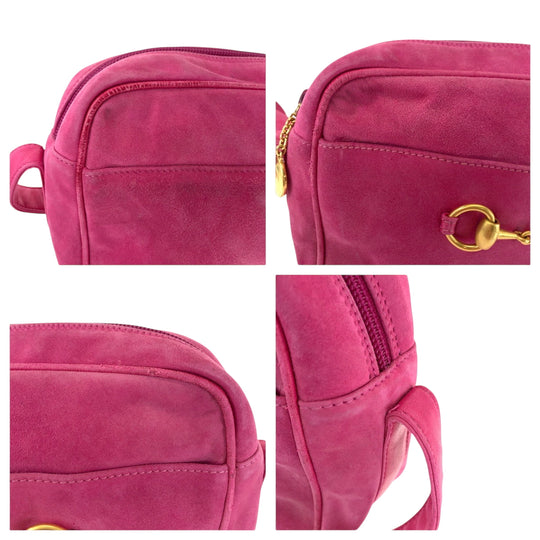 GUCCI Shoulder Bag 007 3444 0221 Suede pink Shoulder Bag pochette Old Gucci Horsebit Women Used Authentic