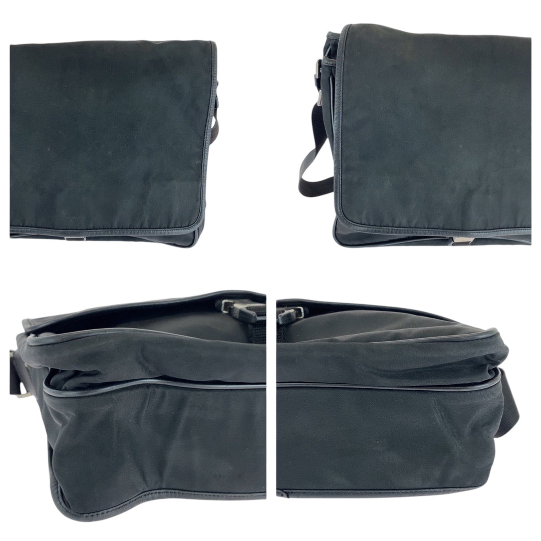 PRADA Shoulder Bag V166 Nylon Black SilverMetal Shoulder Bag Messenger bag Test Triangle With logo Women(Unisex) Used Authentic