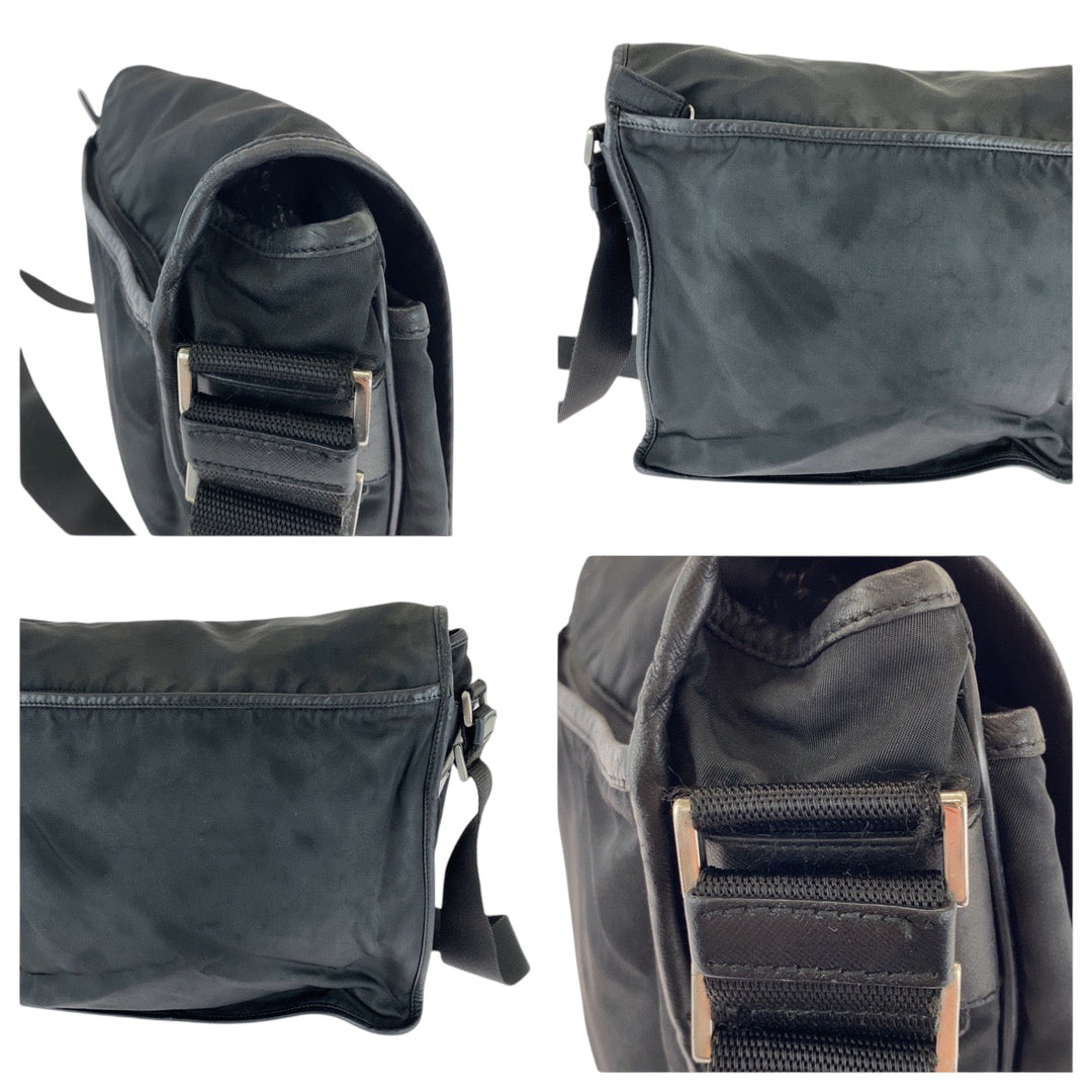 PRADA Shoulder Bag V166 Nylon Black SilverMetal Shoulder Bag Messenger bag Test Triangle With logo Women(Unisex) Used Authentic