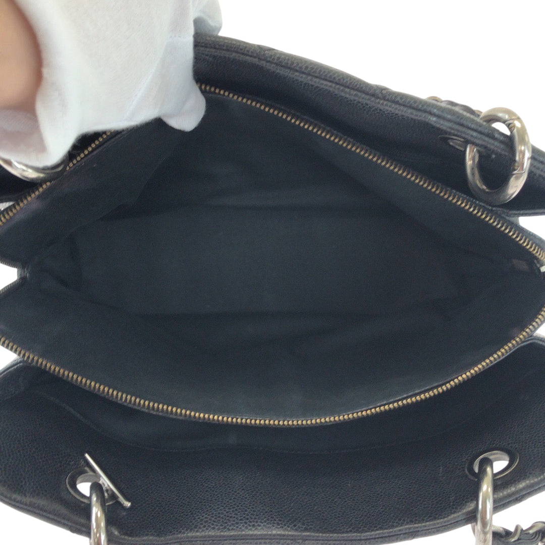 CHANEL Tote Bag Caviar skin Black SilverMetal Matrasse COCO Mark