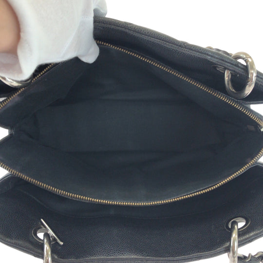 CHANEL Tote Bag Caviar skin Black SilverMetal Matrasse COCO Mark