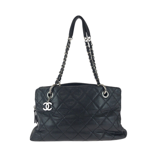 CHANEL Tote Bag Caviar skin Black SilverMetal Matrasse COCO Mark