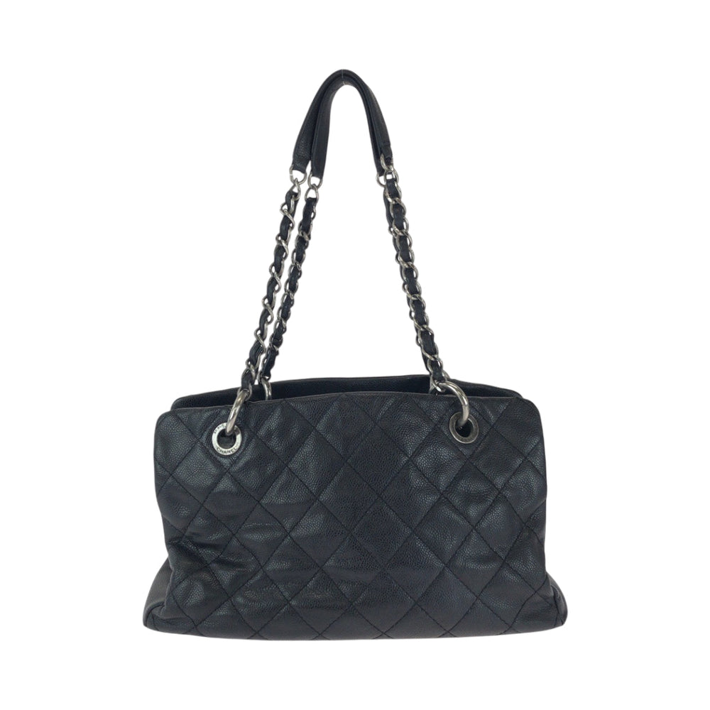CHANEL Tote Bag Caviar skin Black SilverMetal Matrasse COCO Mark