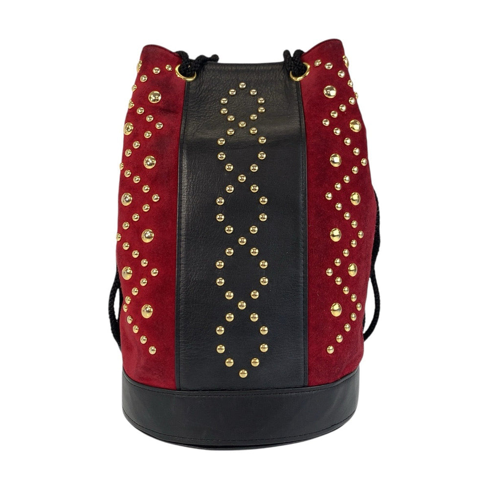 Yves Saint Laurent Shoulder Bag Suede, Leather Red Black Gold Metal Shoulder Bag pochette YSL Women Used Authentic