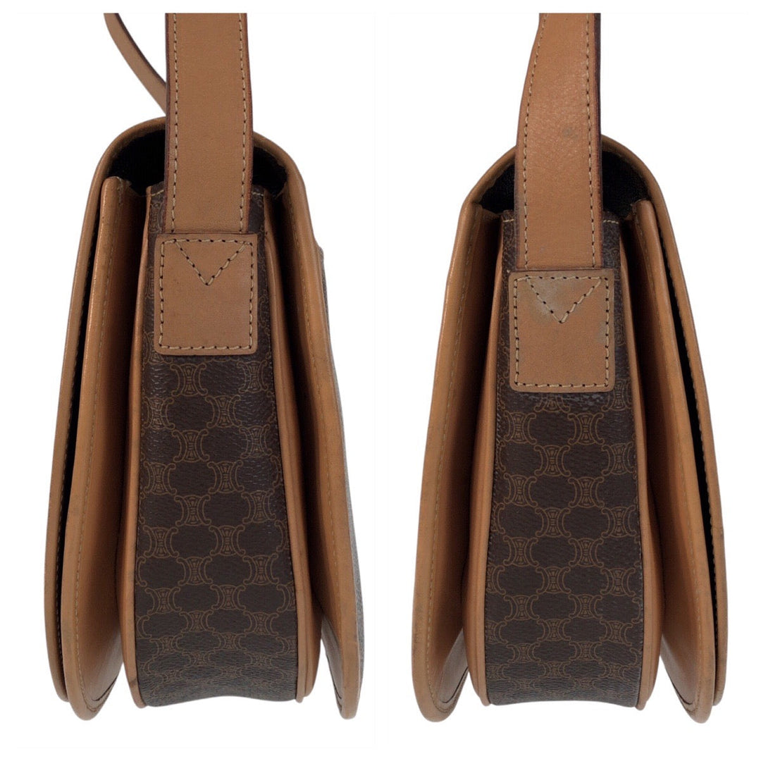 CELINE Shoulder Bag PVC Brown Macadam