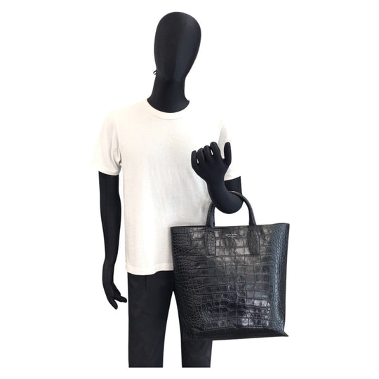 HUGO BOSS Tote Bag leather Black black Embossing