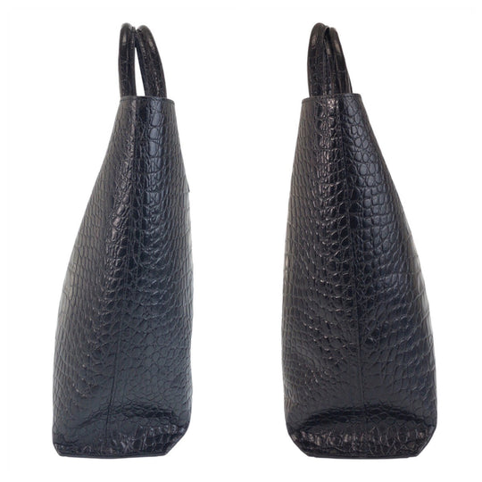HUGO BOSS Tote Bag leather Black black Embossing