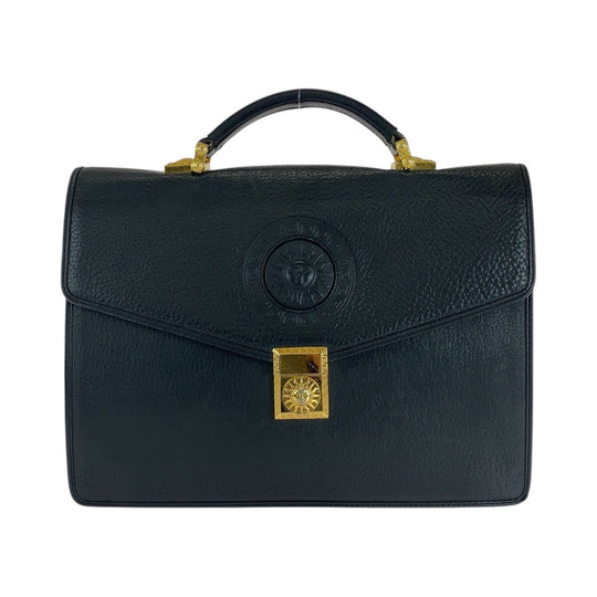 VERSACE business bag leather Black GoldMetal Sunburst