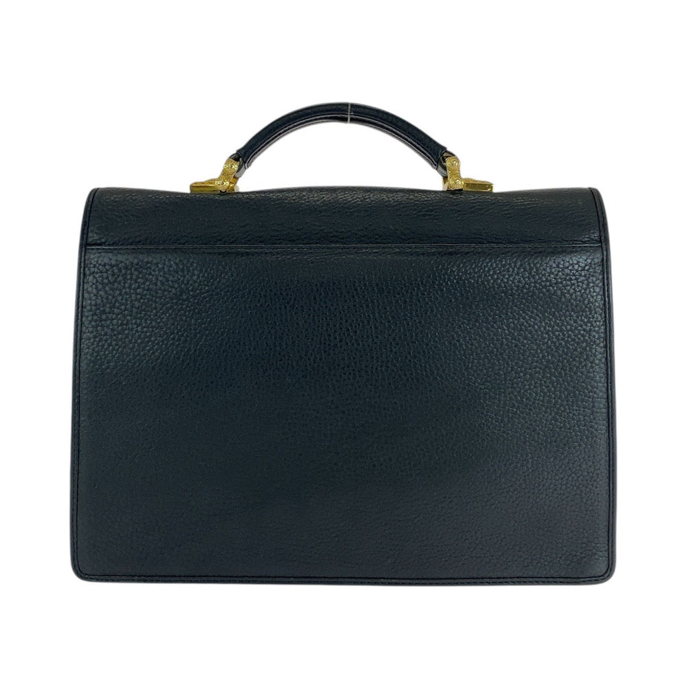 VERSACE business bag leather Black GoldMetal Sunburst
