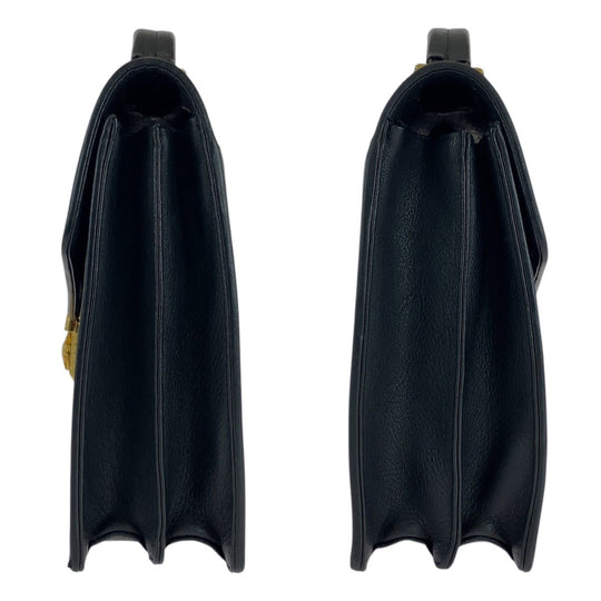 VERSACE business bag leather Black GoldMetal Sunburst