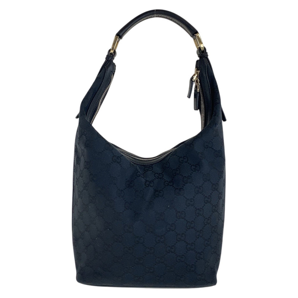 GUCCI Shoulder Bag 001 4288 GG canvas, leather Black GoldMetal Shoulder Bag handbag Women Used Authentic