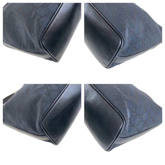 GUCCI Shoulder Bag 001 4288 GG canvas, leather Black GoldMetal Shoulder Bag handbag Women Used Authentic