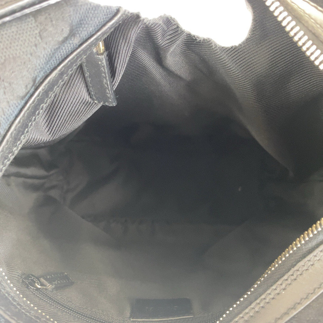 GUCCI Shoulder Bag 001 4288 GG canvas, leather Black GoldMetal Shoulder Bag handbag Women Used Authentic
