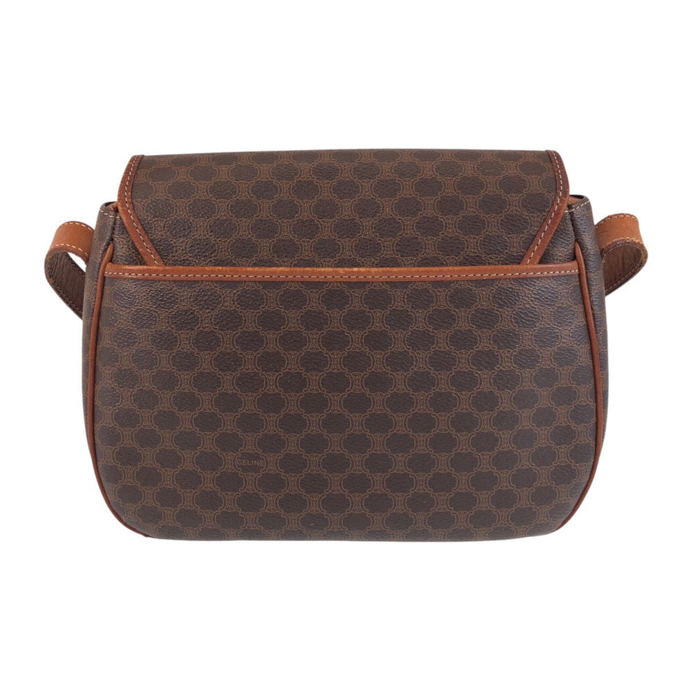 CELINE Shoulder Bag PVC Brown Gold Metal Macadam
