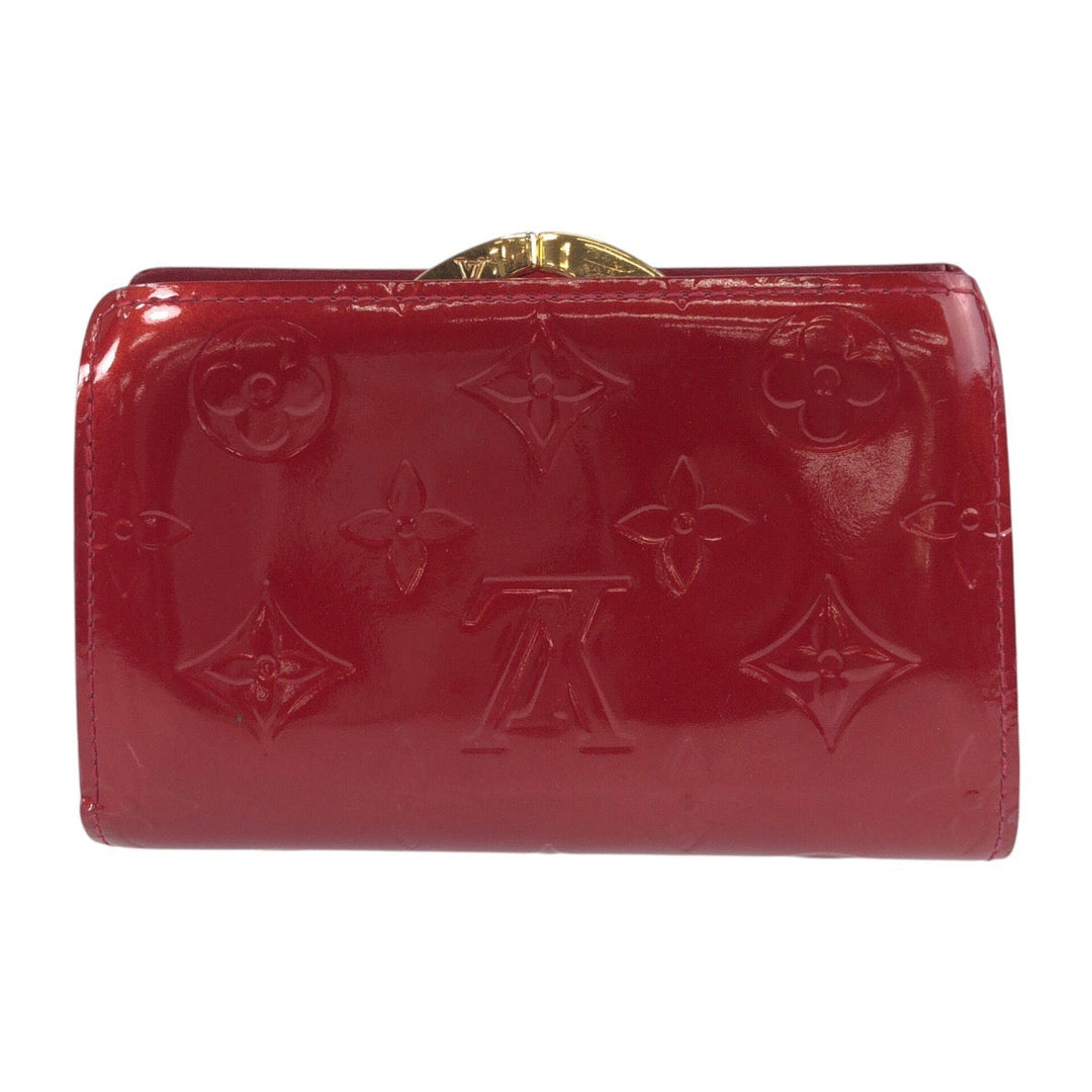 LOUIS VUITTON Bifold Wallet M93528 enamel Red Gold Metal Folding wallet Compact wallet Vernis Portefeuille Viennoiserie Women Used Authentic