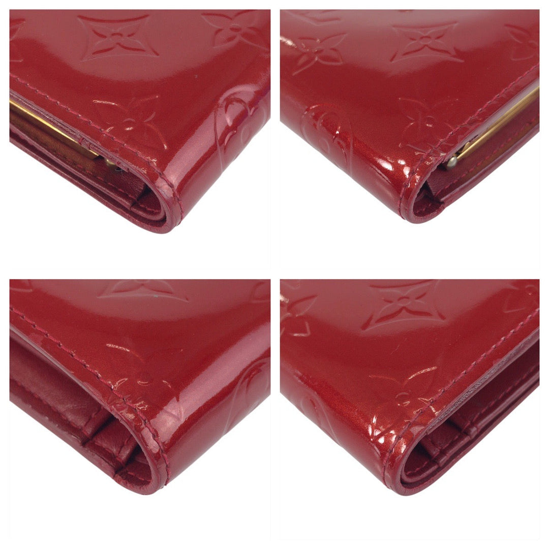 LOUIS VUITTON Bifold Wallet M93528 enamel Red Gold Metal Folding wallet Compact wallet Vernis Portefeuille Viennoiserie Women Used Authentic